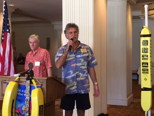 Rescue tube presentation at a Rotary Club of Hanalei Bay meeting