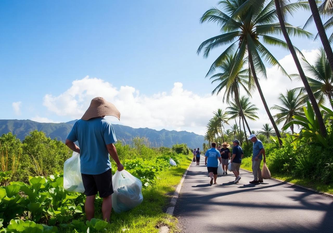 Volunteers cleaning the North Shore